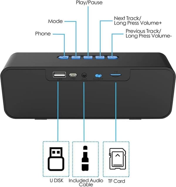 Svart bærbar Bluetooth-høyttaler for daglig lyd