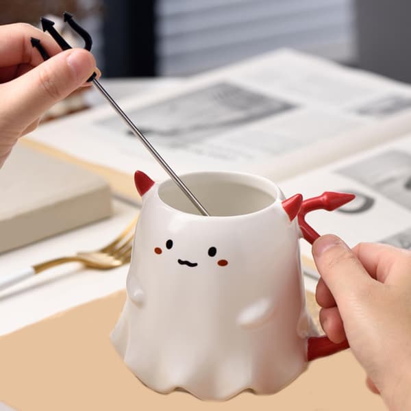 Spooky Ghost Keramisk Mugg, 500ml Halloween Kaffekopp med Handtag