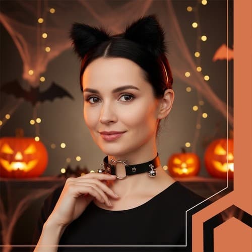 Therian Cosplay Sæt - Hale, Ører & Choker - 3-Dele - Sort Black