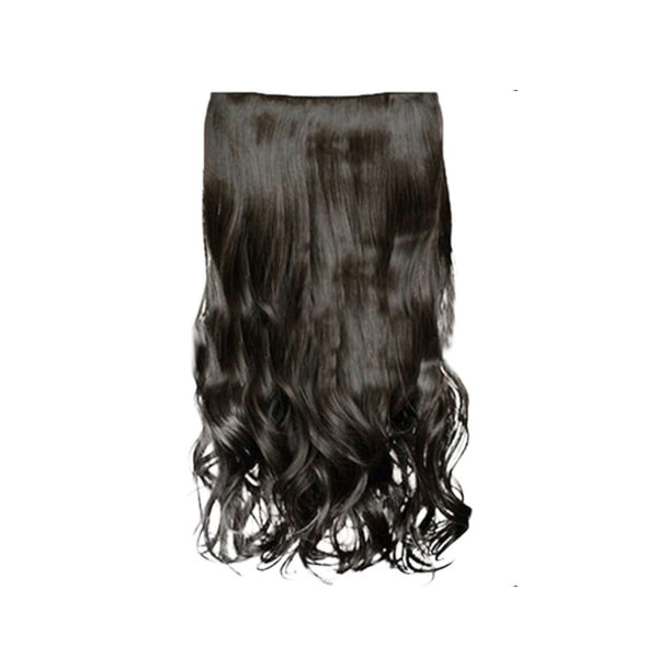 Dam sexigt långt lockigt hårstycke 5 klämmor Värmebeständigt syntetiskt vågigt hår peruk - svart