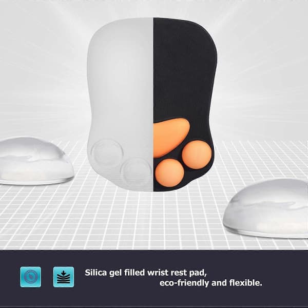 Musematte med kattepote, Ergonomisk musematte, Musematte med håndleddsstøtte, Silikon gel musematte, Søt musematte, Kawaii musematte