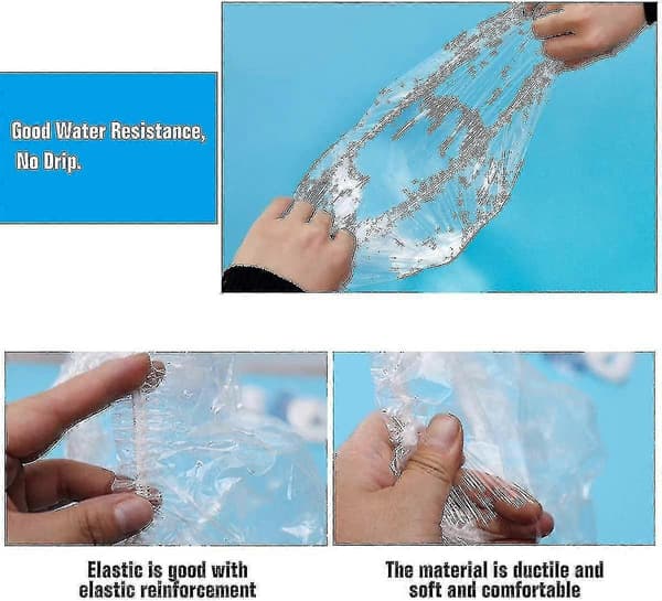 100 st Engångs Duschmössor Klar Plast Elastiska Duschmössor