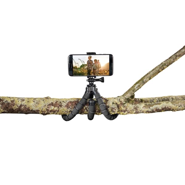 Fleksibelt Smartphone & GoPro Tripod Stativ, 26 cm, Sort, Bøjelige Ben til Rejser