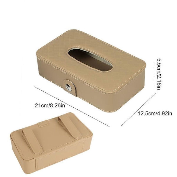 Tissuehållare Tissueboxhållare Rese-tissuebox för bil solskydd Beige