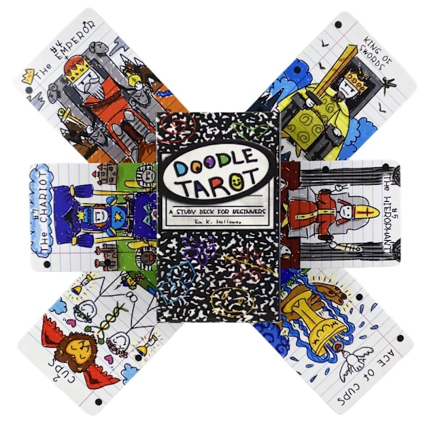 Doodle Tarot -kortit, 78 kortin opiskelupakka aloittelijoille, Oracle-pakka, englanninkielinen Visions Divination Edition, lautapelit