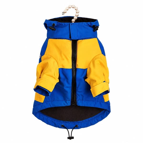 Regnfrakk til hund, vanntett varm jakke, høst vinter, reflekterende, justerbar, blå Blue / Yellow L