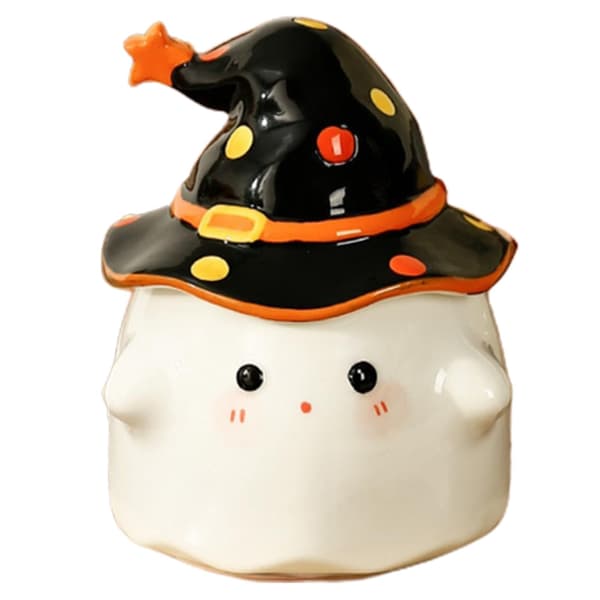 Halloween Spökmugg, Svart Keramisk Kaffemugg, 350 ml Spöklik Kopp
