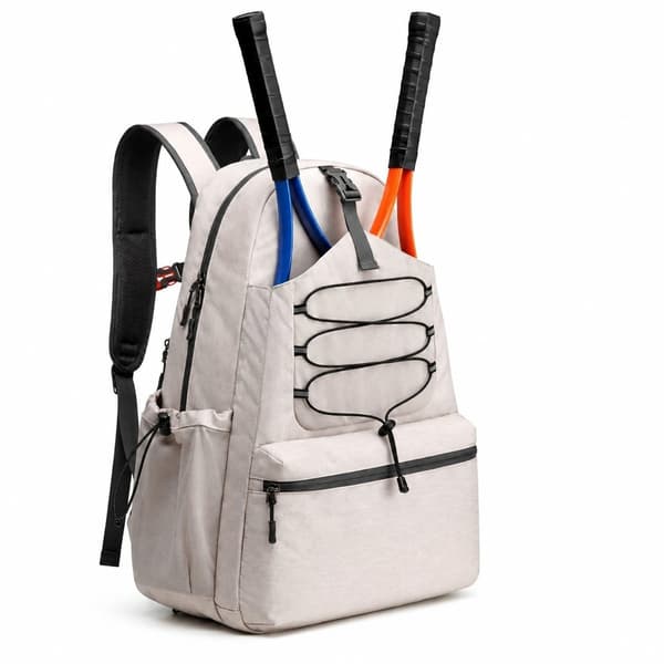 Tennisrackväska med skofack, beige, rymmer 4 racketar, polyester, rymlig design Beige