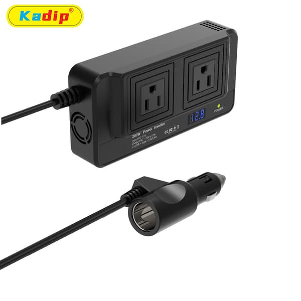 200W Bilstrømomformer, 12V til 110V Strømomformer med PD20W, US-uttak MT8300US Plug-200W