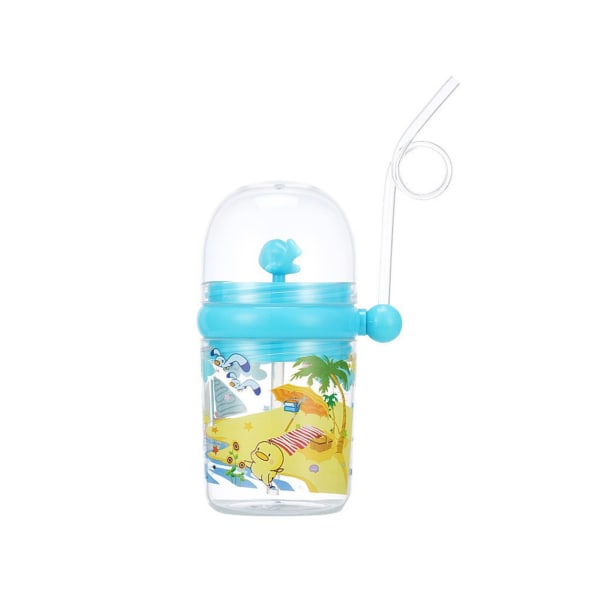 250 ml tecknad valsprayvatten för barn matningskopp dricksflaskmugg med halmblått