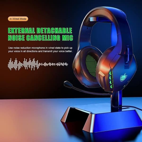 PS4 Kablet Headset, Kablet Gaming Headset med Støjreducerende Mikrofon, LED Trådløst Bluetooth Headset (Grøn)