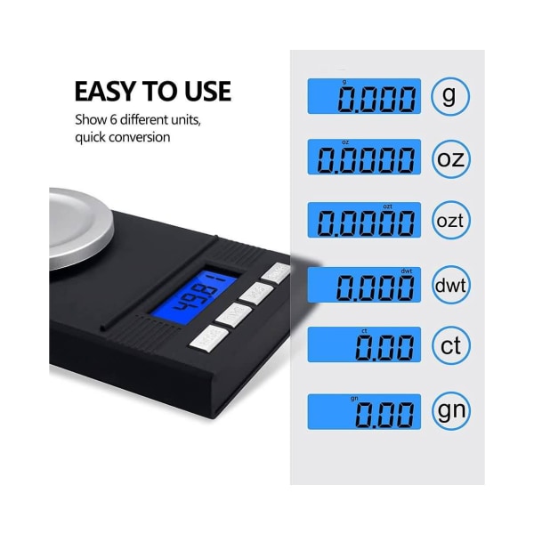 50g/0,001g Elektronisk LCD Digitalvåg med hög precision Smyckesvåg Milligram