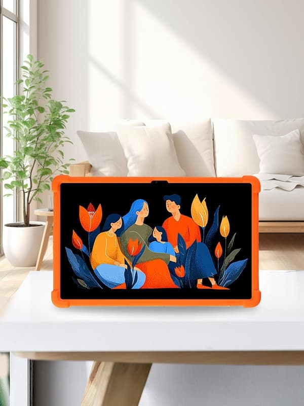 Kompatibel med Lenovo Idea Tab Plus 12.1\" Silikonfodral med stativ, Stötsäkert för barn, Orange