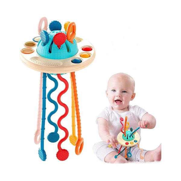 Montessori-inspirerade babysaker för småbarn Färgglada UFO-formade dragleksaker för finmotorik