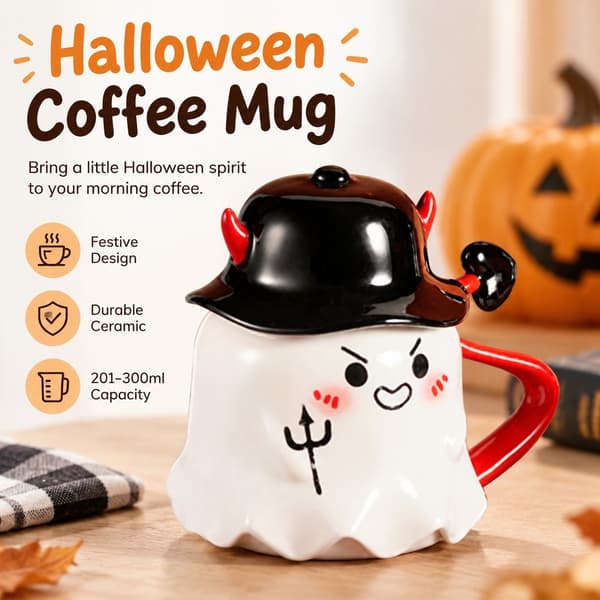 Halloween kaffemugg, keramikmugg, 201-300ml, alternativ A