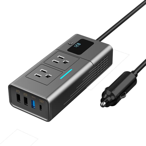 200W bilstrømomformer 12V til 110V med amerikansk plugg, PD, QC3.0, USB Silver Gray 110V US Plug
