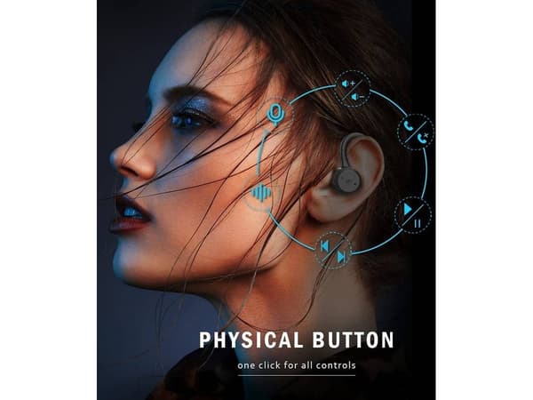 Ægte trådløse Bluetooth-øretelefoner, in-ear-stil med mikrofon, sort. black