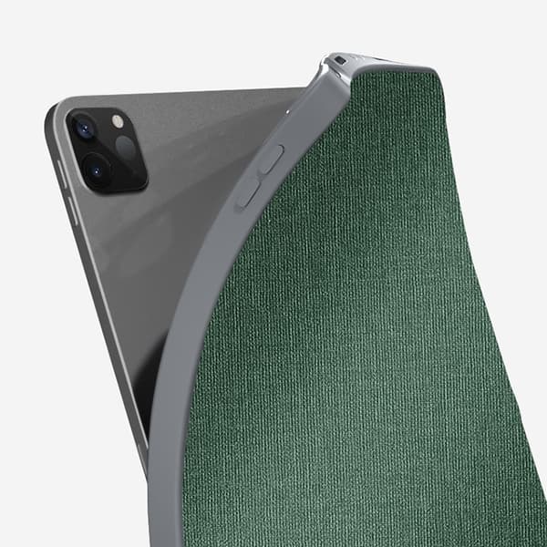 Etui til iPad Pro 12.9 2022/2021/2020, Multifold Smart Skinn, Mørkegrønn