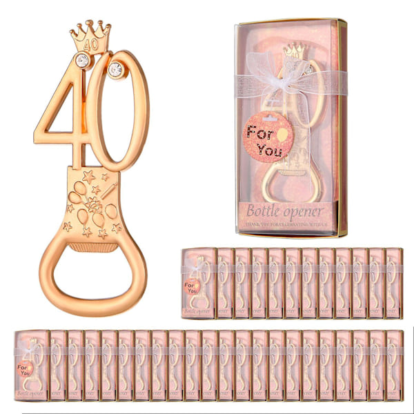 24/36 st Roséguld Tema 40:e 50:e 60:e 70:e Födelsedagen Flasköppnare Gynnas för Gyllene Bröllopsfest Gåvor Födelsedagsfest Souvenirer Festdekoration Number 40 36pcs