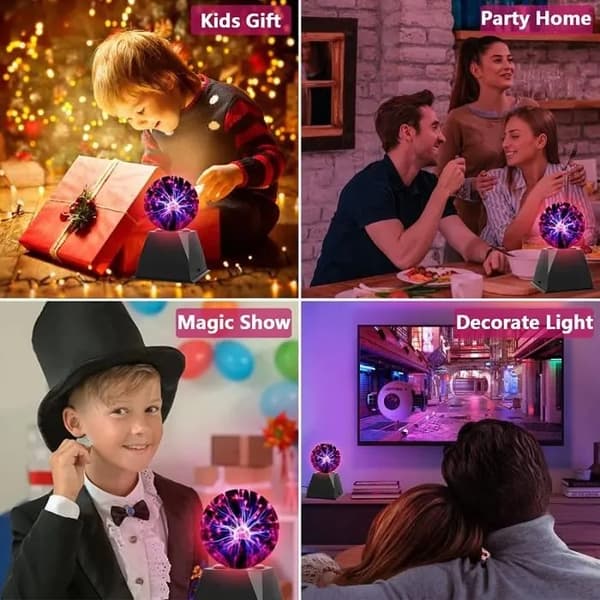 4 tommer plasmabold, berørings- og lydfølsom magisk kuglelampe til jul