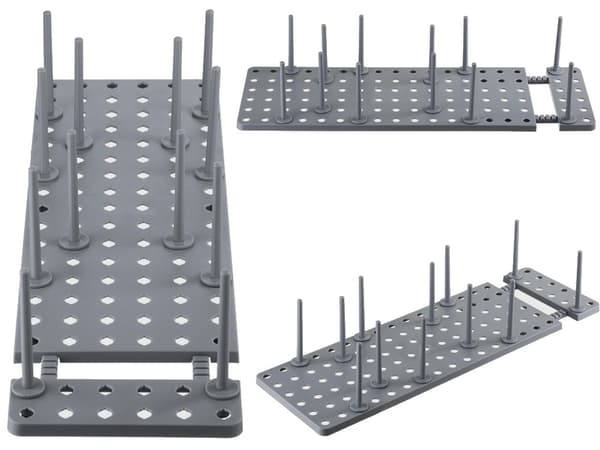 Justerbar utdragbar kökslådsorganisatör, grå, plast, pegboard-stil