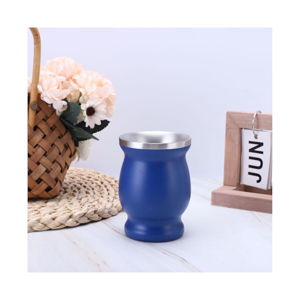 1 set 8 oz/230 ml Dekorativ Mate Cup Enkel rengöring i rostfritt stål Bärbar lätt teflaskkopp för hemblått