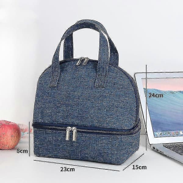 Bærbar Multifunksjonell Lunsjbag Dobbel Isolasjonsbag Isolasjon Lunsjboks Bag Dark Blue