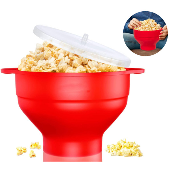 Popcornkone, mikroaaltouunin kestävä, silikoninen popcornin valmistaja ja astianpesukoneen kestävä, popcornkulho ja kahva kotiin