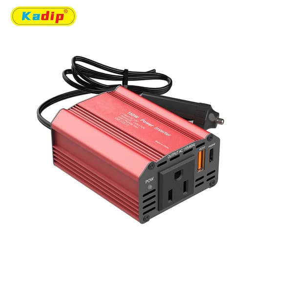 150W Bilstrømomformer 12V til 110V med sort, PD20W, PD, QC3.0 Black 110V