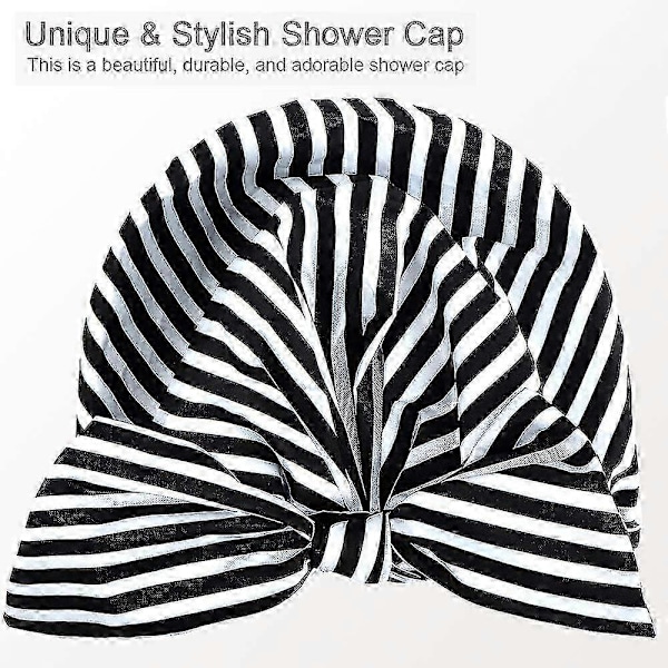 Dusjhette for kvinner, gjenbrukbar dusjhette for langt hår, stor bandana flettet dusjhette, svart