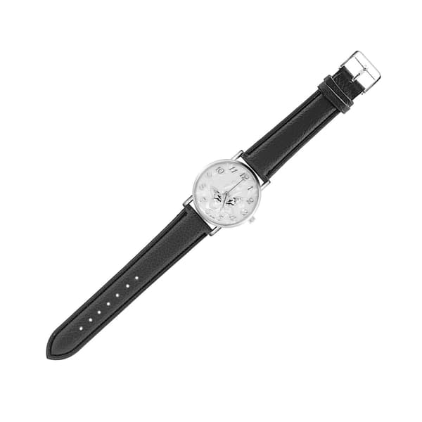 Moderigtigt PU læderrem Quartz ur Kvinder Dame Analog armbåndsure Sort