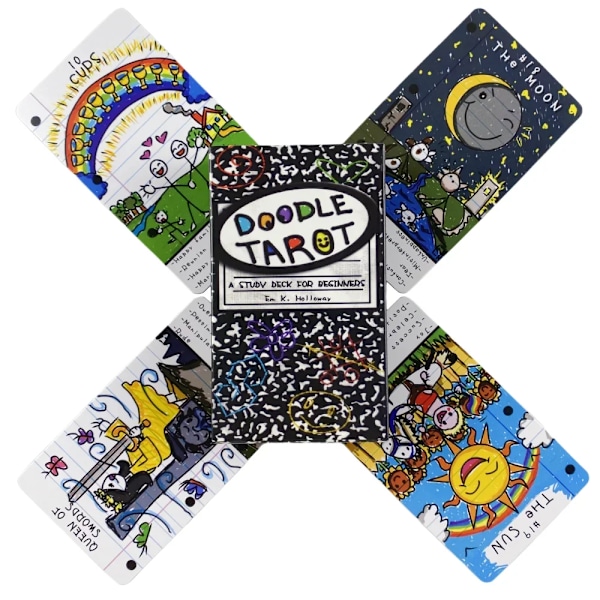 Doodle Tarot -kortit, 78 kortin opiskelupakka aloittelijoille, Oracle-pakka, englanninkielinen Visions Divination Edition, lautapelit