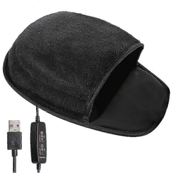 Opvarmet musemåtte Vinter Håndvarmer Plys Opvarmet Musemåtte USB Opvarmet Musemåtte Black 30X22CM