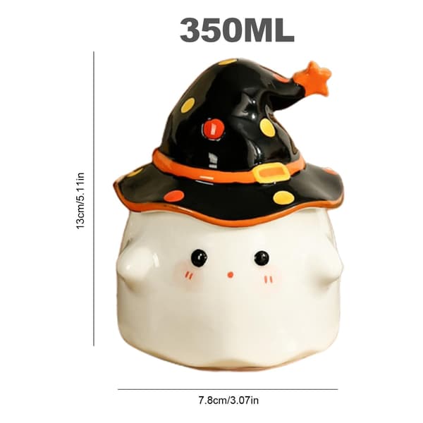 Keramisk Spökmugg, Svart, 350 ml Kaffekopp, 13x7.8cm