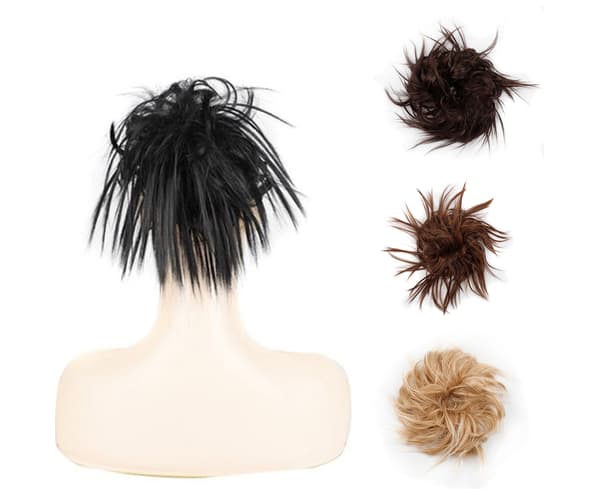 Updo Peruk Smutsig Effekt Förtjocka hår Högtemperatur Fiber Chignon Smutsig Scrunchie Elastisk hårbulle för fest - 2