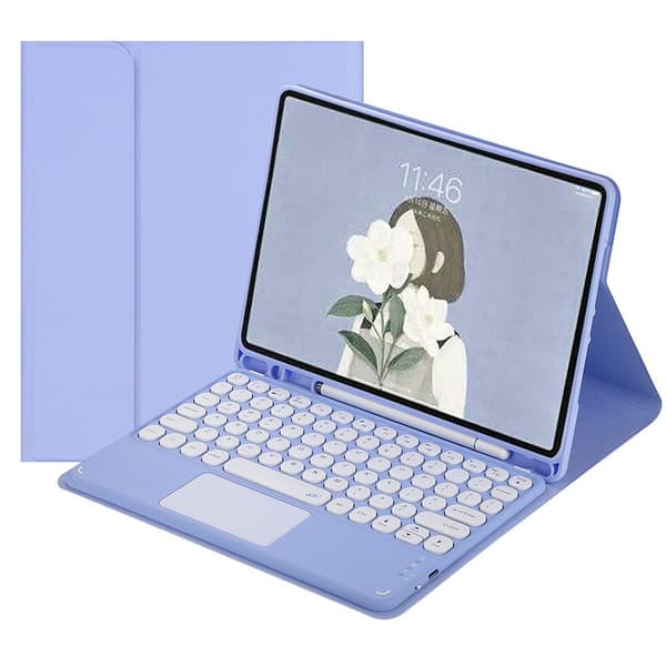 Bluetooth-tangentbordsfodral för Samsung Galaxy Tab A9 8.7\", Ljuslila, Runda Tangenter