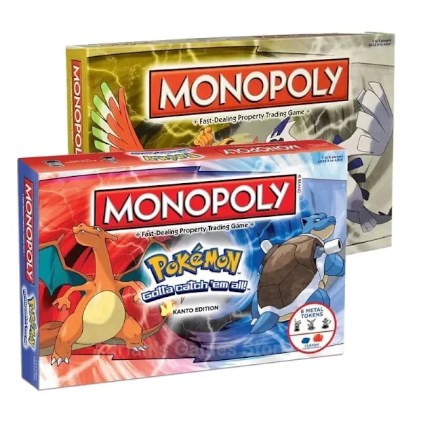 Nyeste engelske versjon Poke Pik Monopoly Eiendom for voksne og 2-6 personer Fest Bursdagsspill Gaver - Gul Yellow