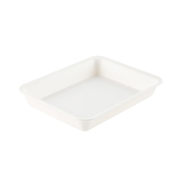 Matbricka Vit stapelbara runda kanter Lätt att rengöra Spilltålig Multipurpose Plast Hot Pot Serveringsbricka för Dining Room-M