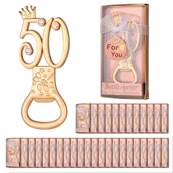 24/36 st Roséguld Tema 40:e 50:e 60:e 70:e Födelsedagen Flasköppnare Gynnas för Gyllene Bröllopsfest Gåvor Födelsedagsfest Souvenirer Festdekoration Number 50 36pcs