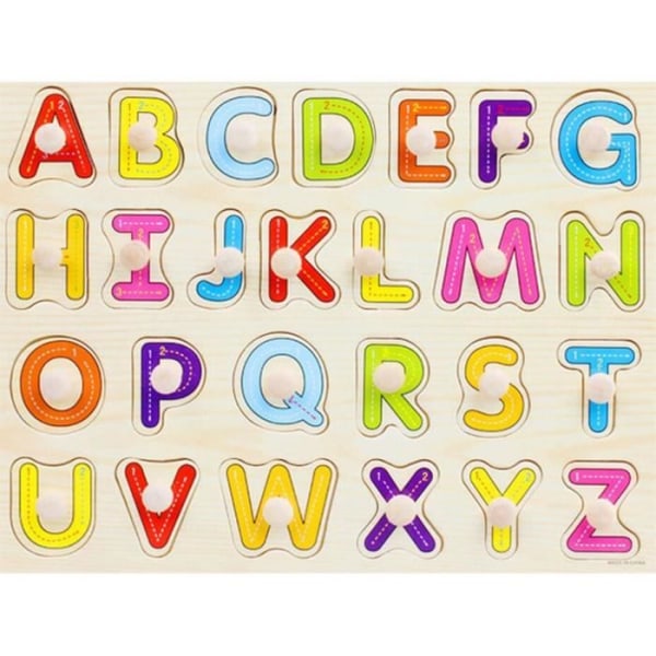 Baby tidigt lärande leksak färgglada trä pussel barn alfabetet pussel