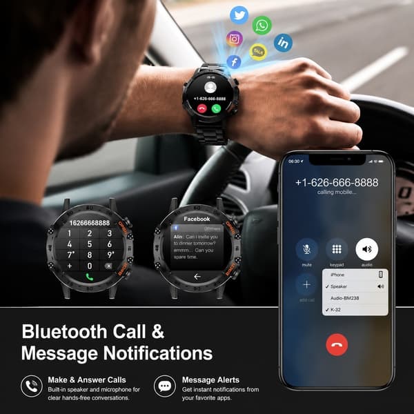 Älykello 1,39\" HD, Bluetooth-puhelut, IP68, yli 100 urheilutilaa, aktiivisuusranneke