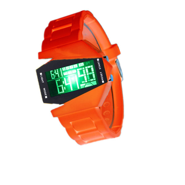 Digital watch Multifunktionell unisex färgglad LED watch för kvinnor och män Orange