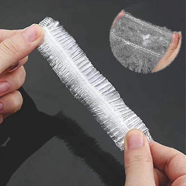 100 st Engångs Duschmössor Klar Plast Elastiska Duschmössor