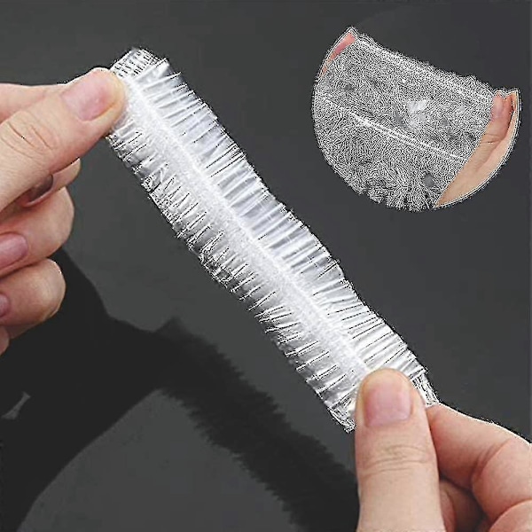 100 stk. engangs brusehætter klar plastisk elastisk brusehætte