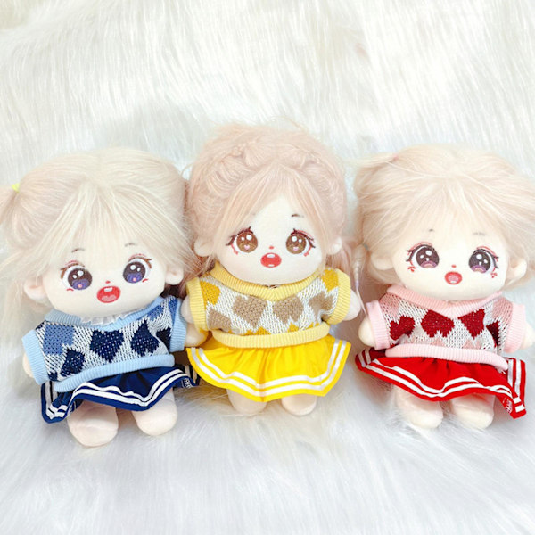 2x 20cm Dockkläder Set Bekvämt Mjukt för Flickdockor Hängande Docka Dockor Pink red For 20cm Dolls