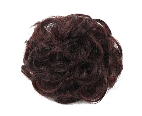 Chignon-hårstycke Elastiskt Attraktivt människohår Slät bulle hästsvanshår för damer - mörkbrunt lockigt hår