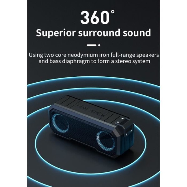 Ysilla Bärbar LED Bluetooth högtalare, Dual Subwoofer Trådlös Bluetooth 5.0 ljudhögtalare - Blå