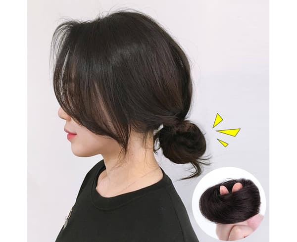 Chignon-hårstycke Elastiskt Attraktivt människohår Slät bulle hästsvanshår för damer - mörkbrunt lockigt hår