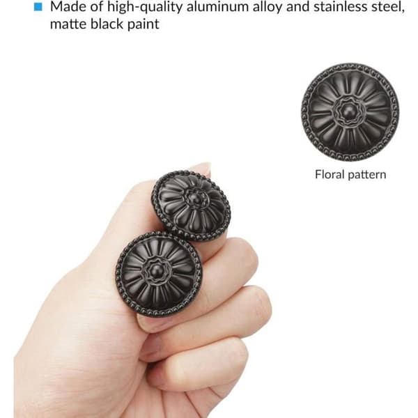 16-dele sort skabs- og køkkenlågeknopsæt med skruer