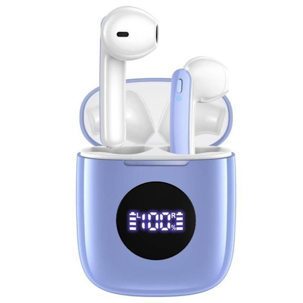 Trådlös Bluetooth 5.3 hörlurar Hi-Fi Stereoljud IPX7 Vattentät Bluetooth Headset LED-skärm Bluetooth Headset Blå